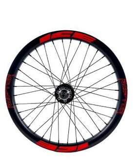 ICE Raptor Achterwiel 20&quot; Carbon Zwart/Rood - Naaf ICE Hacker X &Oslash;10-15 mm - Disc Brake Only