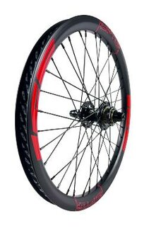ICE Raptor Achterwiel 20&quot; Carbon Zwart/Rood - Naaf ICE Hacker X &Oslash;10-15 mm - Disc Brake Only