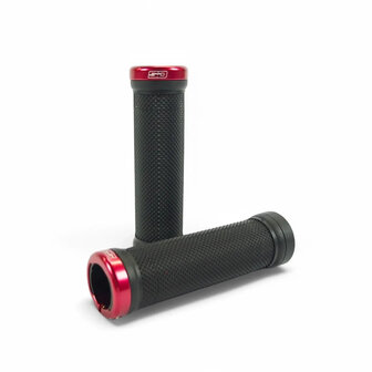 SD BMX/MTB Lock On Grip V2 Black/Red Clamps 130mm