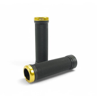 SD BMX/MTB Lock On Grip V2 Black/Gold Clamps 115mm