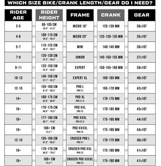 Meybo 2026 Superclass Bike BlackGreyPurple - Maattabel