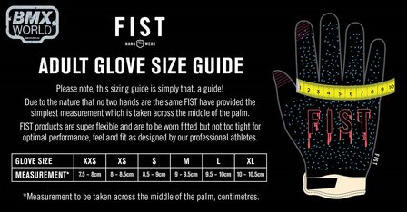 Fist Smash Forth Glove  &ndash;  Maattabel volwassen