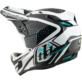 TLD D4 Polyacrylite MIPS Helmet The Line - Charcoal/White 2026 Side Left