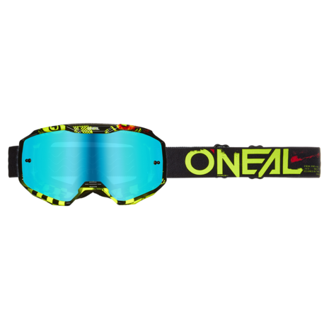 O'Neal B-10 Goggle Attack Black/ Neon Yellow - Radium Blue Lens