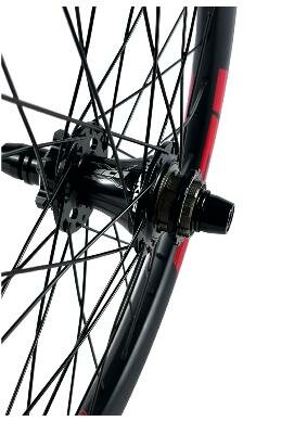 ICE Raptor Achterwiel 20" Carbon Zwart/Rood - Naaf ICE Hacker X Ø10-15 mm - Disc Brake Only