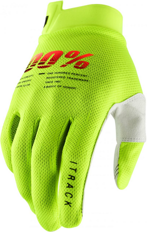 100% iTrack Youth Gloves Fluo Yellow/White