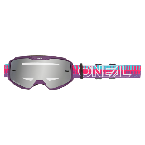 O'Neal B-10 Goggle STRIPED Pink/Purple - Lens Silver Mirror