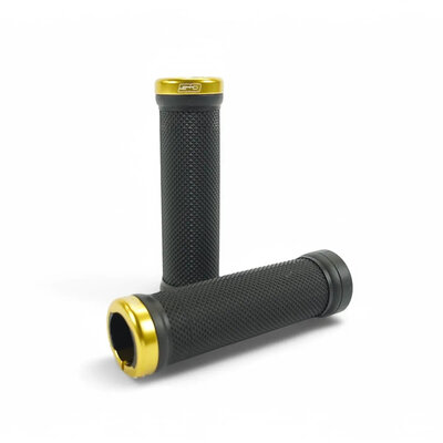 SD BMX/MTB Lock On Grip V2 Black/Gold Clamps 130mm
